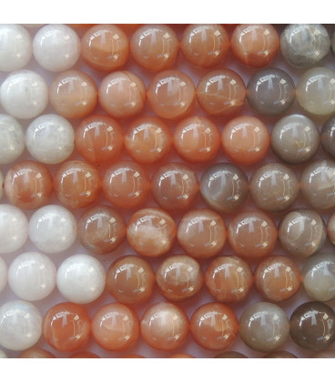 BeauMonde Bijoux - Pierre de lune 10 mm perle ronde 3 tons A+ Inde