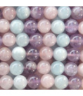 Multi stones 6 mm acute round pearl/pink quartz/light amethyste