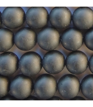 Tourmaline about 10 mm black matte round bead A Brazil - BeauMonde Bijoux