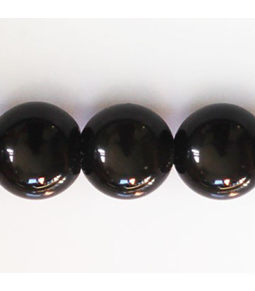 Obsidienne noire rainbow 14 mm perle ronde (oeil celeste) Mexique - BeauMonde Bijoux