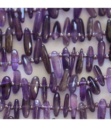 Amethyst about 6/10x12/20 mm fine elongated and irregular chips Brazil - BeauMonde Bijoux