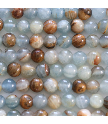 BeauMonde Bijoux - Calcite bleue 6/6.3 mm environ mixte perle ronde A+ Argentine