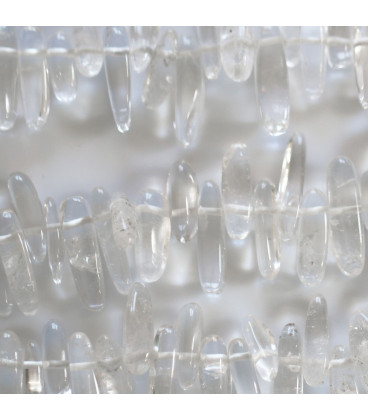 BeauMonde Bijoux - Cristal de roche 3x9/6x23 mm environ chips longs irréguliers percés haut Brésil