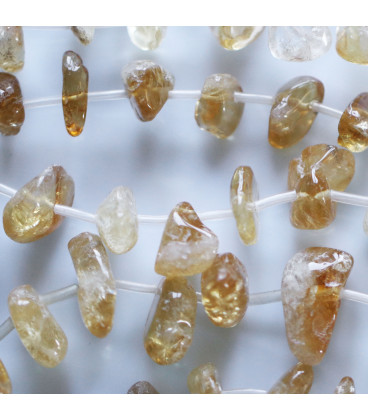 Citrine 2.5x10/13.5x20 mm environ nugget irrégulier percé haut ou central Brésil résil - BeauMonde Bijoux