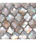 BeauMonde Bijoux - Nacre naturelle 10 mm environ trèfle plat A 4 pétales beige browlip Indonésie