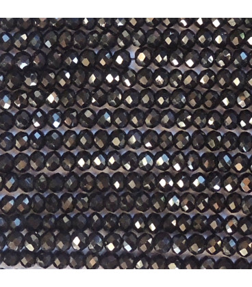 Black agate 2x3 mm faceted washer Brazil - BeauMonde Bijoux