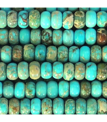 Jasper impression 2x4 mm rounded washer turquoise dyed China - BeauMonde Bijoux