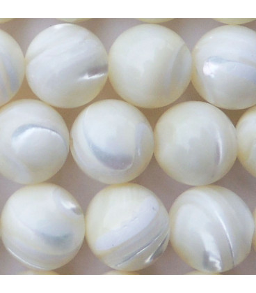 Mother-of-pearl 12 mm white A+ round bead Indonesia - BeauMonde Bijoux