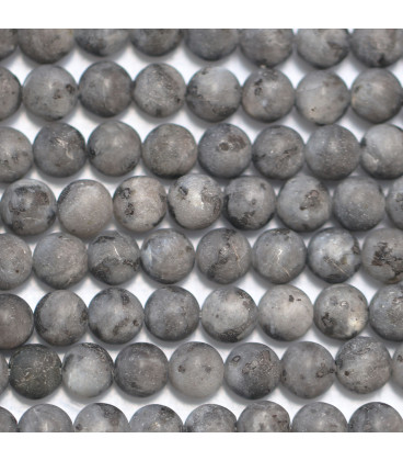 Labradorite noire 6 mm perle ronde mat A (larvikite) - BeauMonde Bijoux