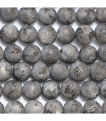 BeauMonde Bijoux - Labradorite noire 8 mm environ perle ronde mat A (larvikite) Afrique