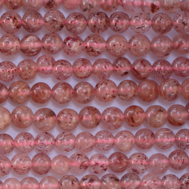 BeauMonde Bijoux - Quartz strawberry 4 mm perle ronde A Brésil