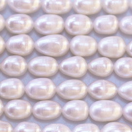 BeauMonde Bijoux - Perle de culture d'eau douce blanche 7.7x10.2mm environ olive irrégulière Chine