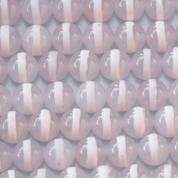 BeauMonde Bijoux - Agate 8 mm blanche rayé avec trait perle ronde façon Tibétaine A