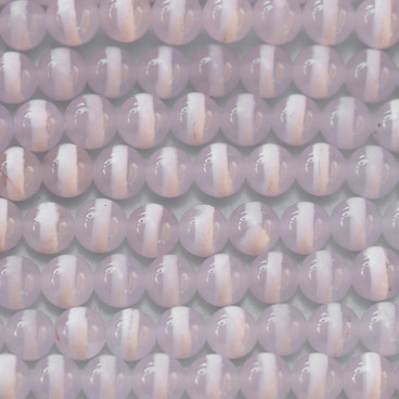 BeauMonde Bijoux - Agate 6 mm blanche rayé avec trait perle ronde façon Tibétaine A