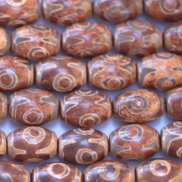 BeauMonde Bijoux - Agate 10x14 mm environ tonneau marron mixte façon Tibétaine