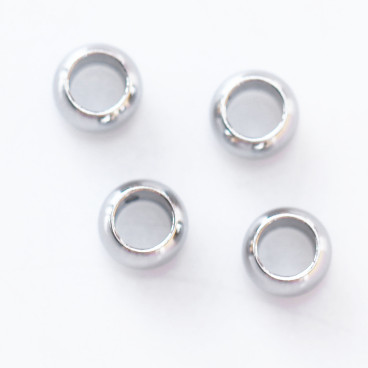 BeauMonde Bijoux - Perle 5x3 mm acier inoxydable trou 2.5mm environ (peut servir de Cache nœud)