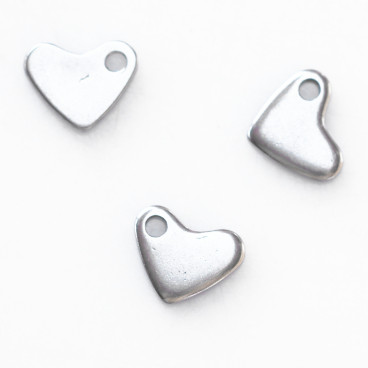 BeauMonde Bijoux - Cœur plat 5x7mm environ avec anneau acier inoxydable