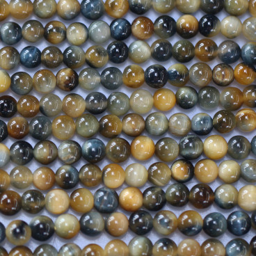 BeauMonde Bijoux - Golden eye blue 4 mm environ perle ronde AA Afrique