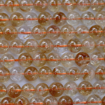 BeauMonde Bijoux - Citrine 6/6.2 mm environ perle ronde cloudy AB+ Brésil