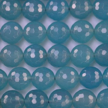BeauMonde Bijoux - Agate 10 mm bleue perle ronde facetée