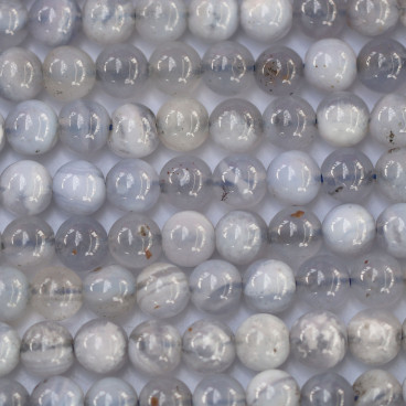 Calcédoine bleue 6 mm mixte AB- perle ronde Afrique (Malawi) - BeauMonde Bijoux