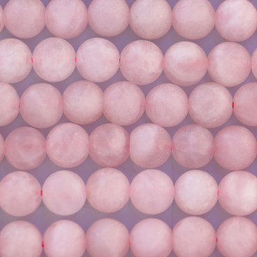 BeauMonde Bijoux - Quartz rose 8/8.5 mm perle ronde mat A Brésil
