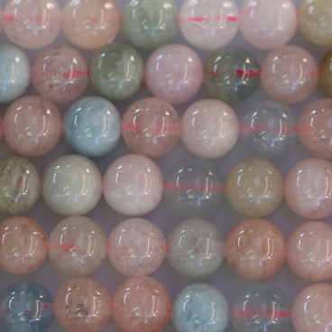 BeauMonde Bijoux - Morganite/béryl 8 mm perle ronde A+ Brésil (aigue marine, morganite, héliodore)