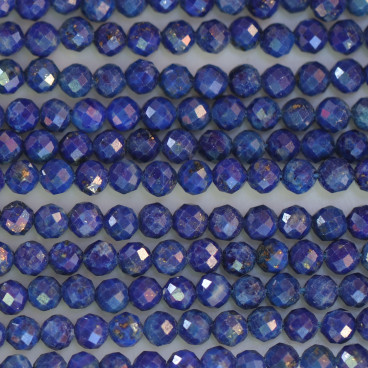 Lapis lazuli 3 mm faceted round bead - BeauMonde Bijoux