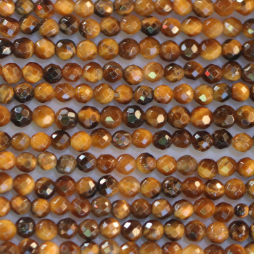 Tiger eye 3 mm bead faceted round - BeauMonde Bijoux