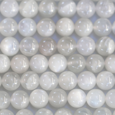 Pierre de lune 8 mm perle ronde reflets gris - BeauMonde Bijoux