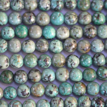 BeauMonde Bijoux - Turquoise Afrique 6/6.3 mm environ perle ronde naturelle AA