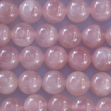Quartz pink 10 mm round milky natural bead Madagascar - BeauMonde Bijoux