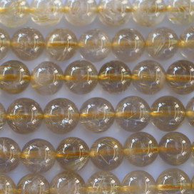 Quartz rutile doré 8 mm perle ronde AA Brésil