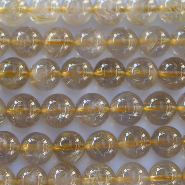 BeauMonde Bijoux - Quartz rutile doré 8 mm perle ronde AA Brésil