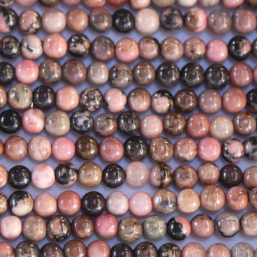 BeauMonde Bijoux - Rhodonite 4/4.5 mm environ perle ronde veinée noire A+ Australie