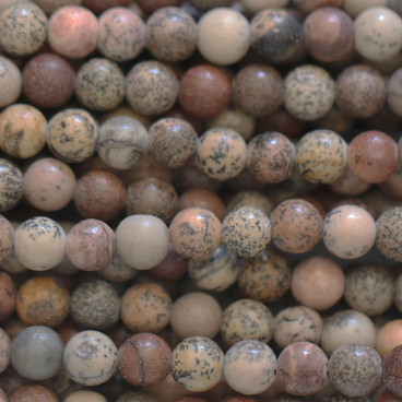 Jaspe Artic 6 mm perle ronde ton rose mat Afrique - BeauMonde Bijoux