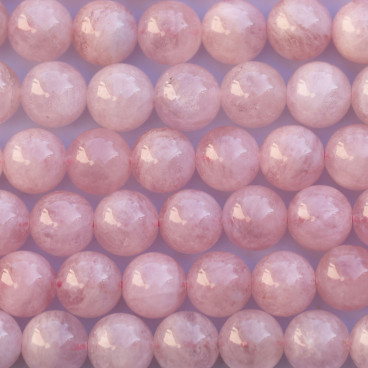 Morganite 8 mm round pink bead Brazil - BeauMonde Bijoux