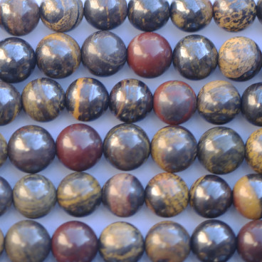 Iron tiger eye 8 mm round mixed red and yellow bead - BeauMonde Bijoux