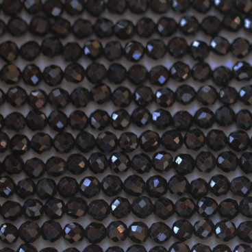 Tourmaline black 4 mm round faceted bead - BeauMonde Bijoux