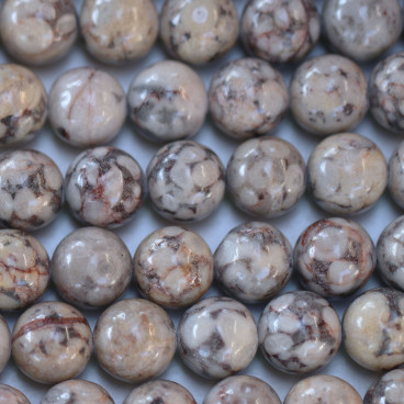 Jasper 10 mm beige brown fossil round bead India - BeauMonde Bijoux