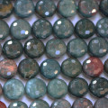 BeauMonde Bijoux - Jaspe 10 mm environ perle ronde facettée blood stone (sanguin) A+ Inde
