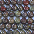 BeauMonde Bijoux - Jaspe 8 mm environ perle ronde dragon sanguin vert forêt/bordeaux A+ Afrique du Sud