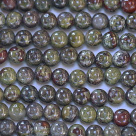 Jaspe 6 mm environ perle ronde dragon sanguin vert forêt/bordeaux A+ Afrique du Sud