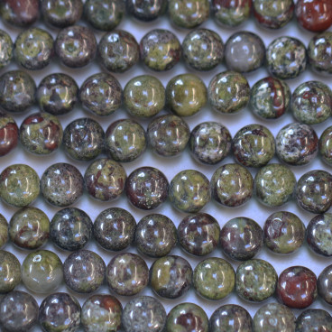 BeauMonde Bijoux - Jaspe 6 mm environ perle ronde dragon sanguin vert forêt/bordeaux A+ Afrique du Sud