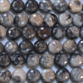 Jaspe 8 mm environ perle ronde facettée black silver leaf Russie