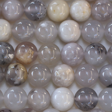 Agate 10 mm round bead white grey mixed - BeauMonde Bijoux