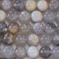 Agate 10 mm perle ronde blanc gris mixte