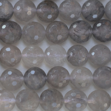 Quartz cloudy 10 mm round faceted bead - BeauMonde Bijoux