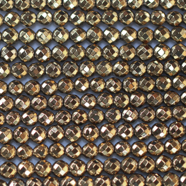 Hematite golden light 4 mm round faceted bead - BeauMonde Bijoux