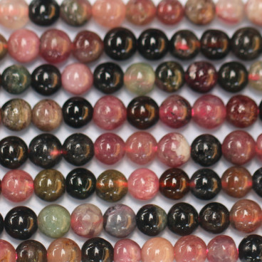 Tourmaline multi 4 mm round bead - BeauMonde Bijoux